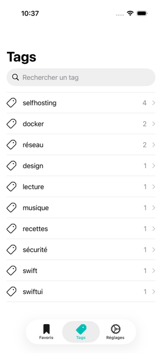 Liste des tags
